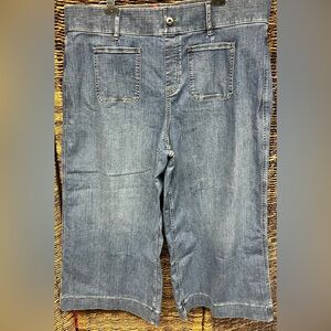 SPANX Blue Denim Jeans-‎ Wide leg, Cropped, Size:3X